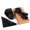 Fashion Business Tie Set Skull Print Ties Pocket Square Towel For Men Wedding Suit Neck Tie Gravata Slim Bowtie Handkerchief Set