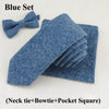 Mens Necktie Sets Fashion Solid Color Soft Cotton 5.5cm Tie+Bowtie+Handkerchief Set Suits Pocket Square Holiday Gift Wedding Tie
