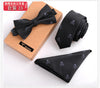 3 PCS Men Bow Tie and Handkerchief Set Bowtie Slim Necktie