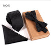 3 PCS Slim Tie Set Men Bow Tie and Handkerchief Bowtie Necktie