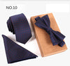 3 PCS Slim Tie Set Men Bow Tie and Handkerchief Bowtie Necktie