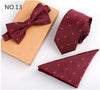 3 PCS Slim Tie Set Men Bow Tie and Handkerchief Bowtie Necktie