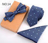 3 PCS Slim Tie Set Men Bow Tie and Handkerchief Bowtie Necktie