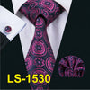 Mens Tie Black Paisley 100% Silk Classic Barry.Wang Tie Hanky Cufflinks Set For Men Formal Wedding Party Groom Hot Sell