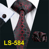 Mens Tie Black Paisley 100% Silk Classic Barry.Wang Tie Hanky Cufflinks Set For Men Formal Wedding Party Groom Hot Sell