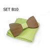 Christmas gift Wedding Wooden Bow Ties With Hanky Set Ties For Men DIY Design Mens Pocket Square Wood tie Gravata bowties