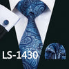 Classic Men`s Tie 20 Styles Novelty Jacquard Woven 100% Silk Tie Hanky Cufflinks Set For Wedding Business Party