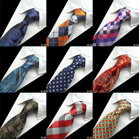 100% Silk Men Tie 8cm Plaid Paisley Neck Ties for Men Necktie Classic Wear Business Wedding Tie Party