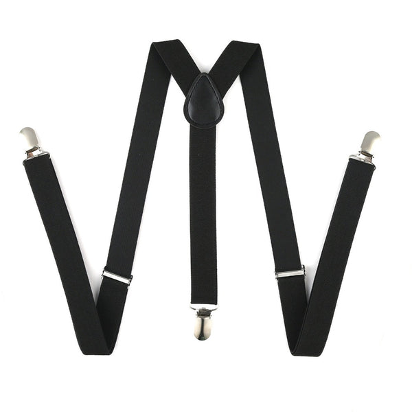 Braces Men Suspenders Jeans Pants Trouser with Clip-on Braces Elastic Suspenders Black White Clothing Accessories