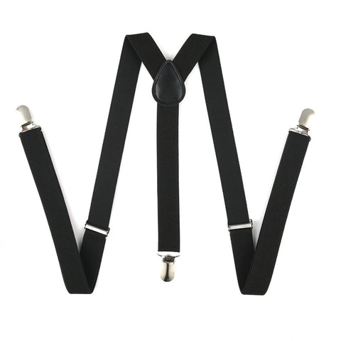 Braces Men Suspenders Jeans Pants Trouser with Clip-on Braces Elastic Suspenders Black White Clothing Accessories