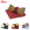 Christmas gift Wedding Wooden Bow Ties With Hanky Set Ties For Men DIY Design Mens Pocket Square Wood tie Gravata bowties