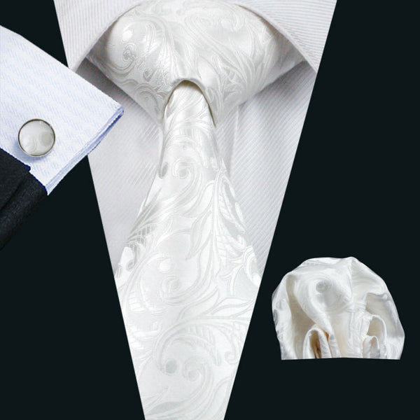 Classic Men`s Tie 20 Styles Novelty Jacquard Woven 100% Silk Tie Hanky Cufflinks Set For Wedding Business Party