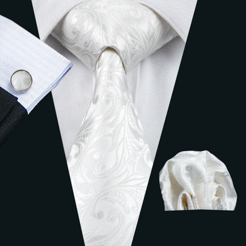 Classic Men`s Tie 20 Styles Novelty Jacquard Woven 100% Silk Tie Hanky Cufflinks Set For Wedding Business Party