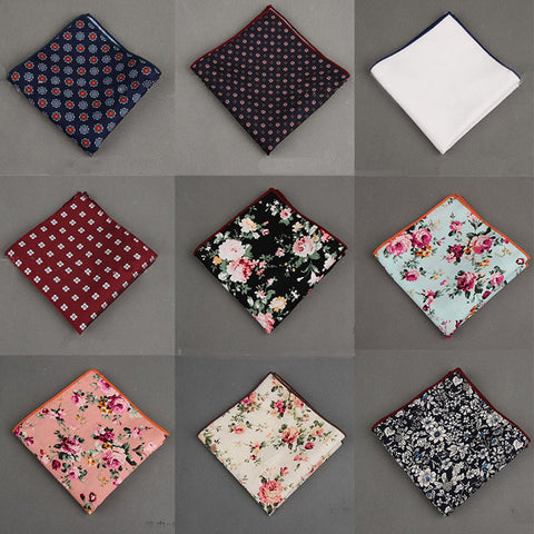 2017 Vintage Cotton+Polyester Handkerchief Floral Printed Pocket Square Wedding 23cm*23cm Hankies For Men Brand Pocket Towel