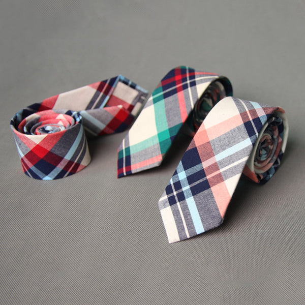Casual Cotton Plaid & Striped Mens Ties for Men 6CM Narrow Wedding Business Necktie Fresh Neck Tie Neckwear