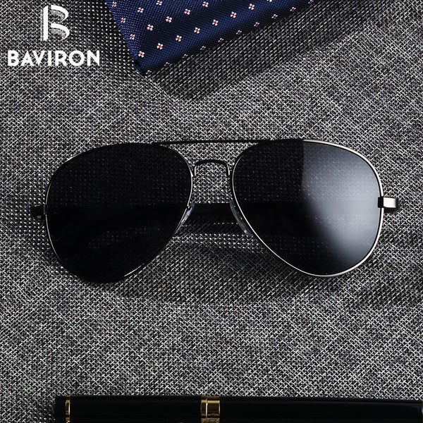BAVIRON Teardrop Driving sunglasses Men Aluminum Polarized Sunglasses Classic Aviators Glasses Male Top Eyewear UV400 Gafas 8026