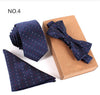 3 PCS Slim Tie Set Men Bow Tie and Handkerchief Bowtie Necktie