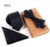 3 PCS Slim Tie Set Men Bow Tie and Handkerchief Bowtie Necktie