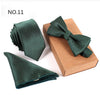 3 PCS Slim Tie Set Men Bow Tie and Handkerchief Bowtie Necktie