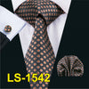 Mens Tie Black Paisley 100% Silk Classic Barry.Wang Tie Hanky Cufflinks Set For Men Formal Wedding Party Groom Hot Sell