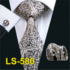 Mens Tie Black Paisley 100% Silk Classic Barry.Wang Tie Hanky Cufflinks Set For Men Formal Wedding Party Groom Hot Sell