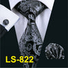 Mens Tie Black Paisley 100% Silk Classic Barry.Wang Tie Hanky Cufflinks Set For Men Formal Wedding Party Groom Hot Sell