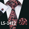 Classic Men`s Tie 20 Styles Novelty Jacquard Woven 100% Silk Tie Hanky Cufflinks Set For Wedding Business Party