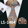 Classic Men`s Tie 20 Styles Novelty Jacquard Woven 100% Silk Tie Hanky Cufflinks Set For Wedding Business Party