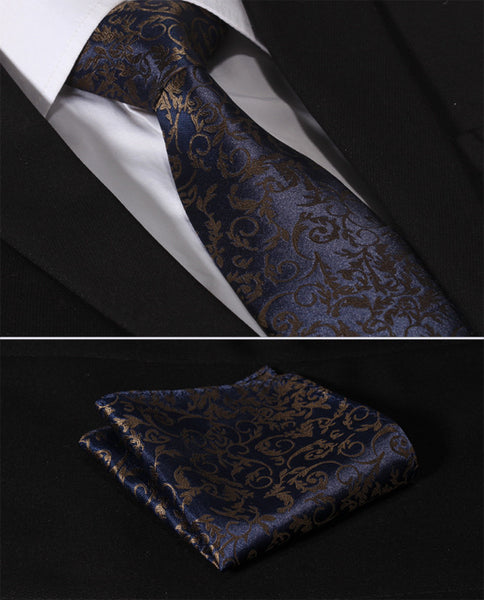 Navy Blue Brown Floral 3.4