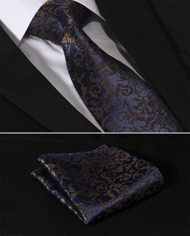 Navy Blue Brown Floral 3.4