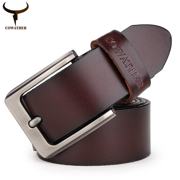 COWATHER mens cow genuine leather luxury strap male belts for men 3 colors