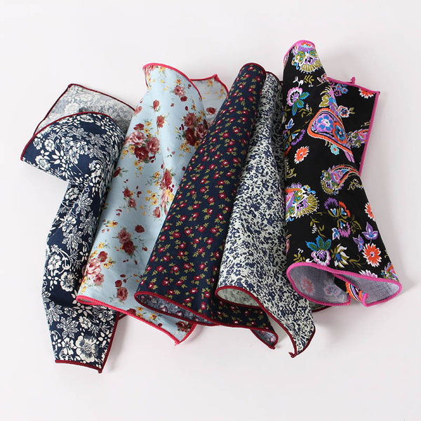 Handmade Mens Suits Pocket Square Floral Cotton Hankies Man Wedding Casual Suit Pockets Hanky 25*25cm Fashion Handkerchiefs