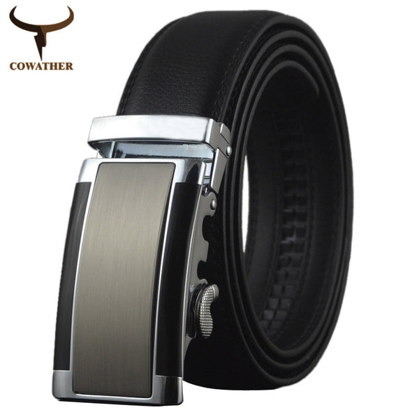 COWATHER Men cow genuine leather belts for men two colors high quality Automatic Extra large
