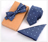 3 PCS Slim Tie Set Men Bow Tie and Handkerchief Bowtie Necktie