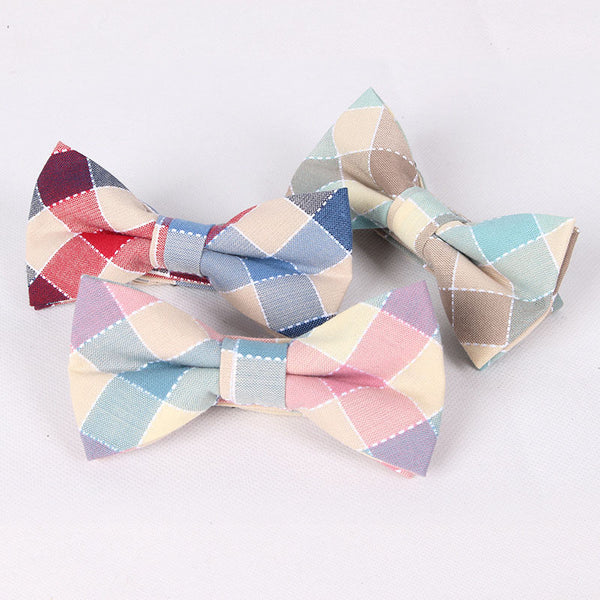100% Cotton Mens Bow Tie Fashion Plaid Wedding Cravat Party Butterfly Ties Casual Business Men Bowties Free Shipping