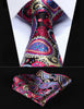 Party Wedding Classic Pocket Square Tie TP706M8S Blue Red Green Paisley 3.4